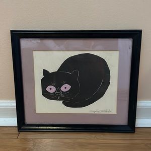Vintage Black Cat Framed Art